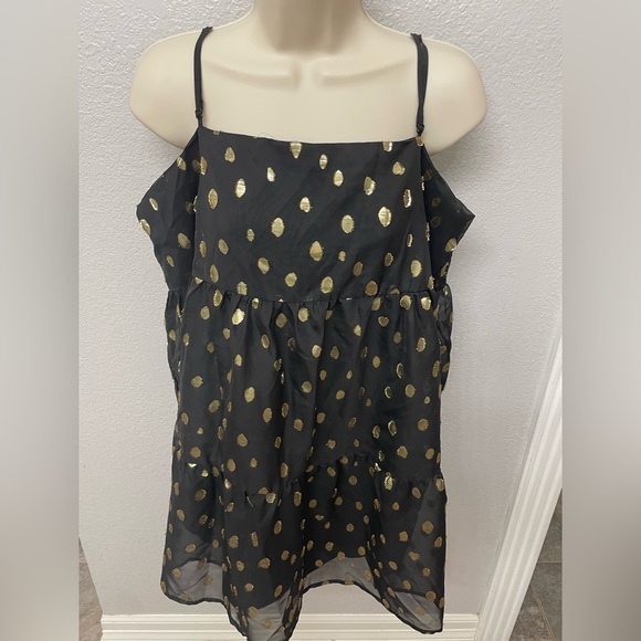 Forever 21 women’s metallic sleeveless mini dress Black/Gold - Picture 2 of 5